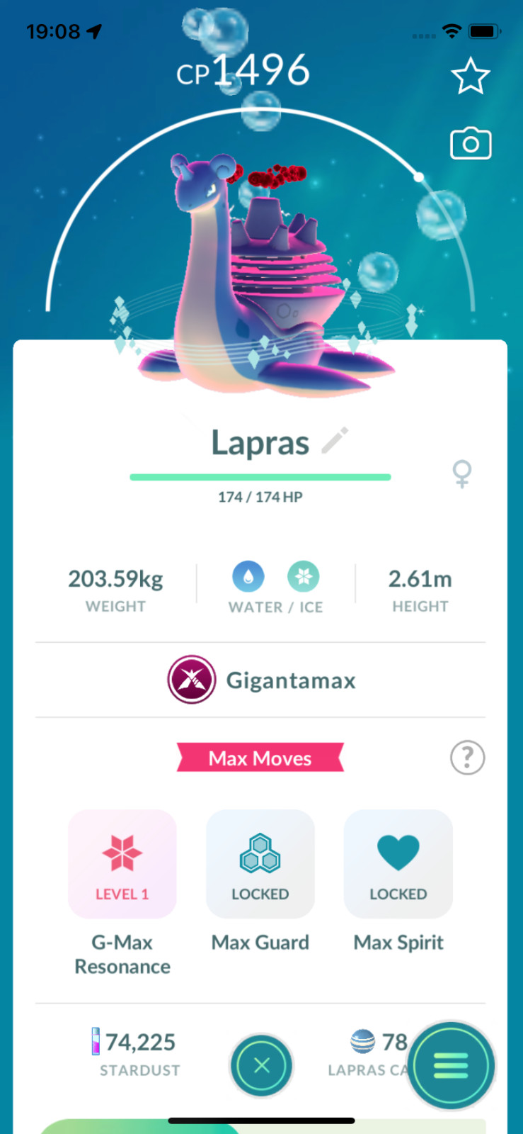 Lapras Gigantamax ! Registered or Unregistered ! 30 Days Friendship !