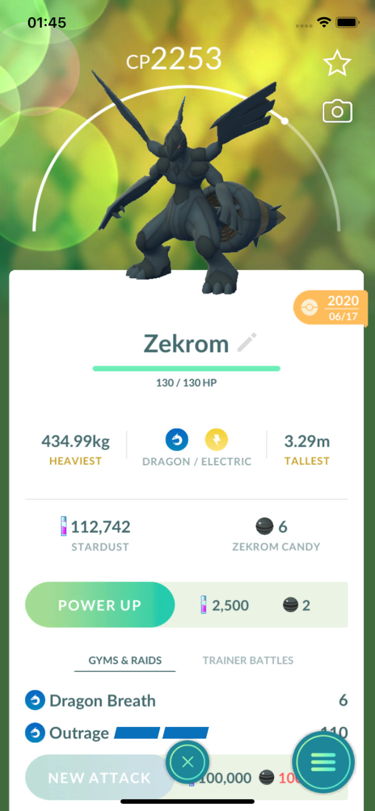 Zekrom Lv20 (2020) Guaranteed Lucky ! Registered or Unregistered 30 Days ! Go