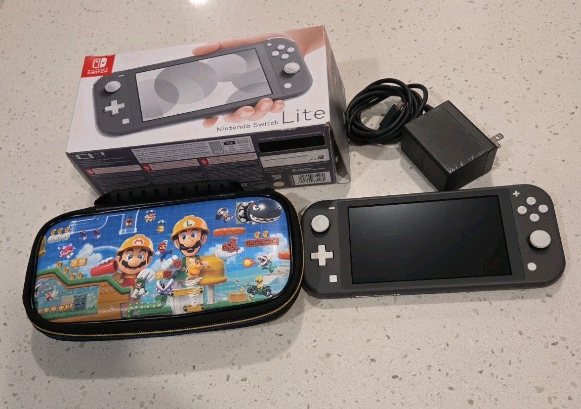Nintendo Switch Lite Gray Handheld Console 32GB w/ Charger, Box, & Case