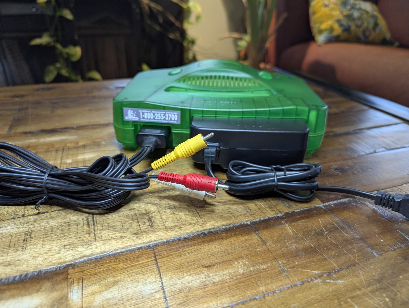 Nintendo 64 Jungle Green Console with Cables. Tested, Clean and Working. NUS-001
