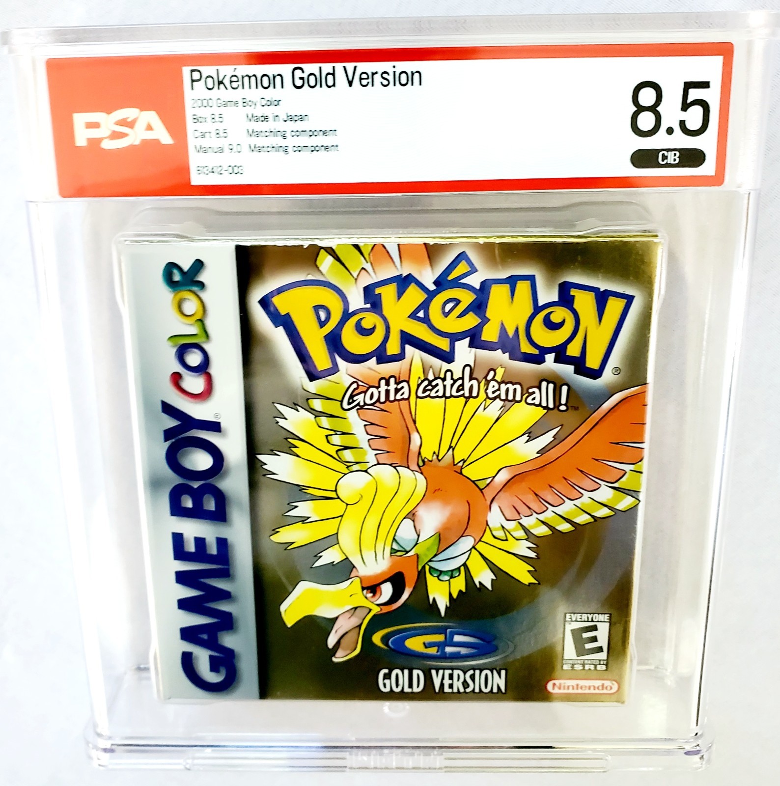 POKEMON GOLD VERSION Nintendo Game Boy Color 2000 Graded PSA 8.5 WATA 9.0 MANUAL