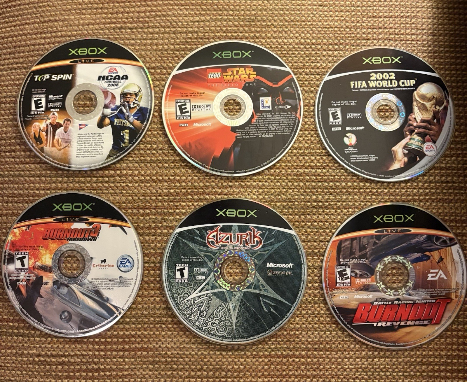 Xbox Bundle (Burnout, LEGO, Azurik, Top Spin, NCCA Football, FIFA)