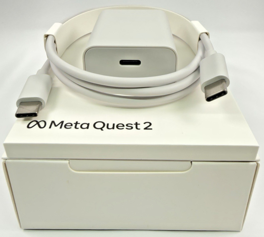100% Genuine OEM Meta Quest 2 10W USB-C power adapter with USB-C cable.