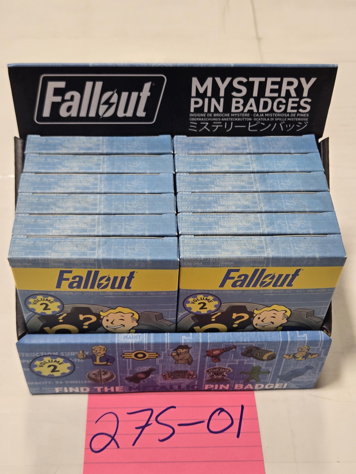 Fallout Fanattik Mystery Pin Badges Volume 2 Display Box Vault Boy New Sealed