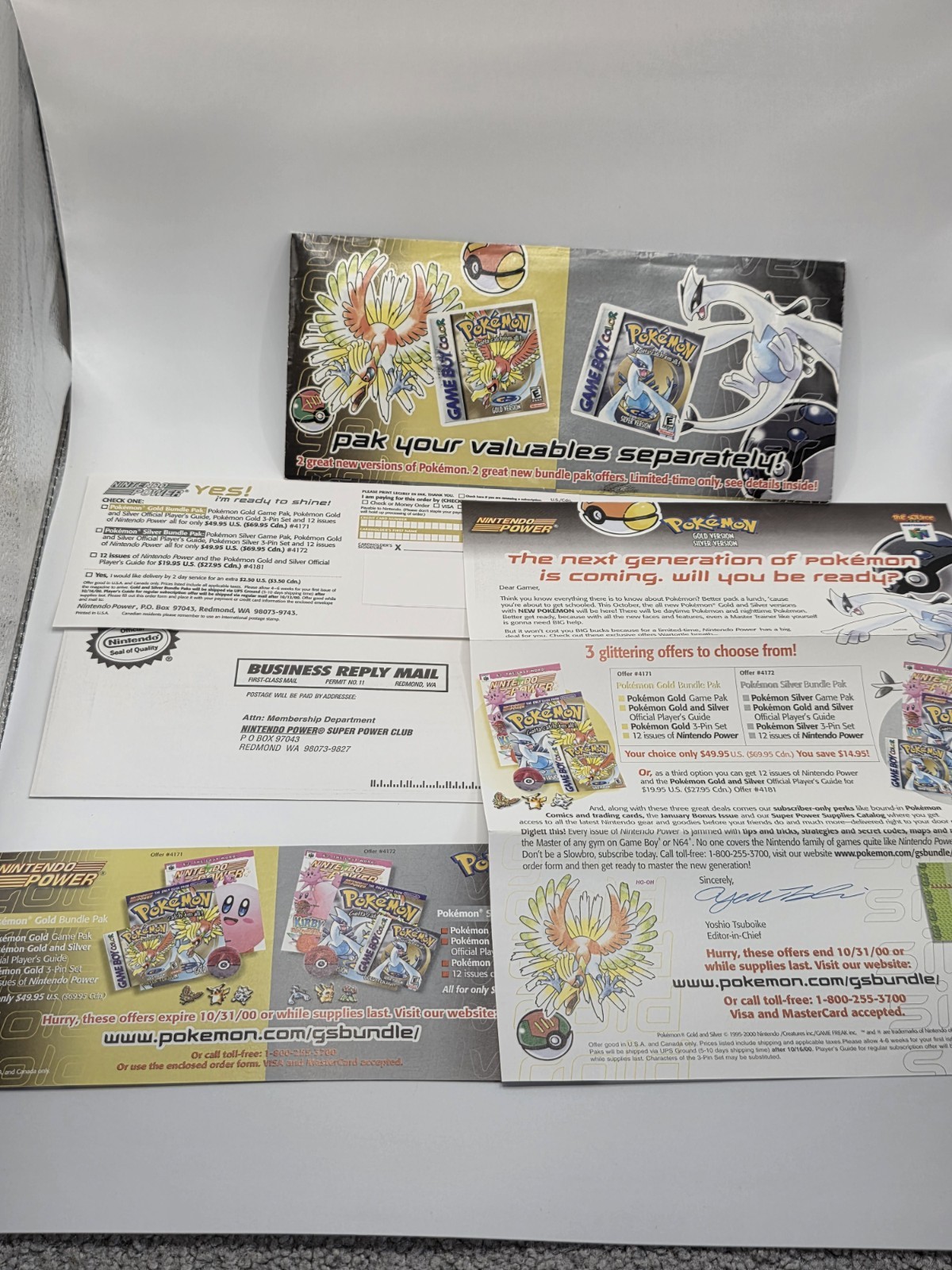 Pokemon Gold Silver Nintendo Power Complete Promo Mailer Packet 2000 Ho-Oh Lugia