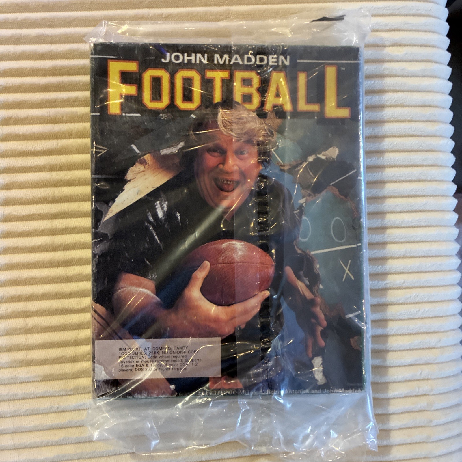 John Madden Football 1989 1ST ORIG IBM 5.25″ PC Game + NFLPA Players Disk & Box