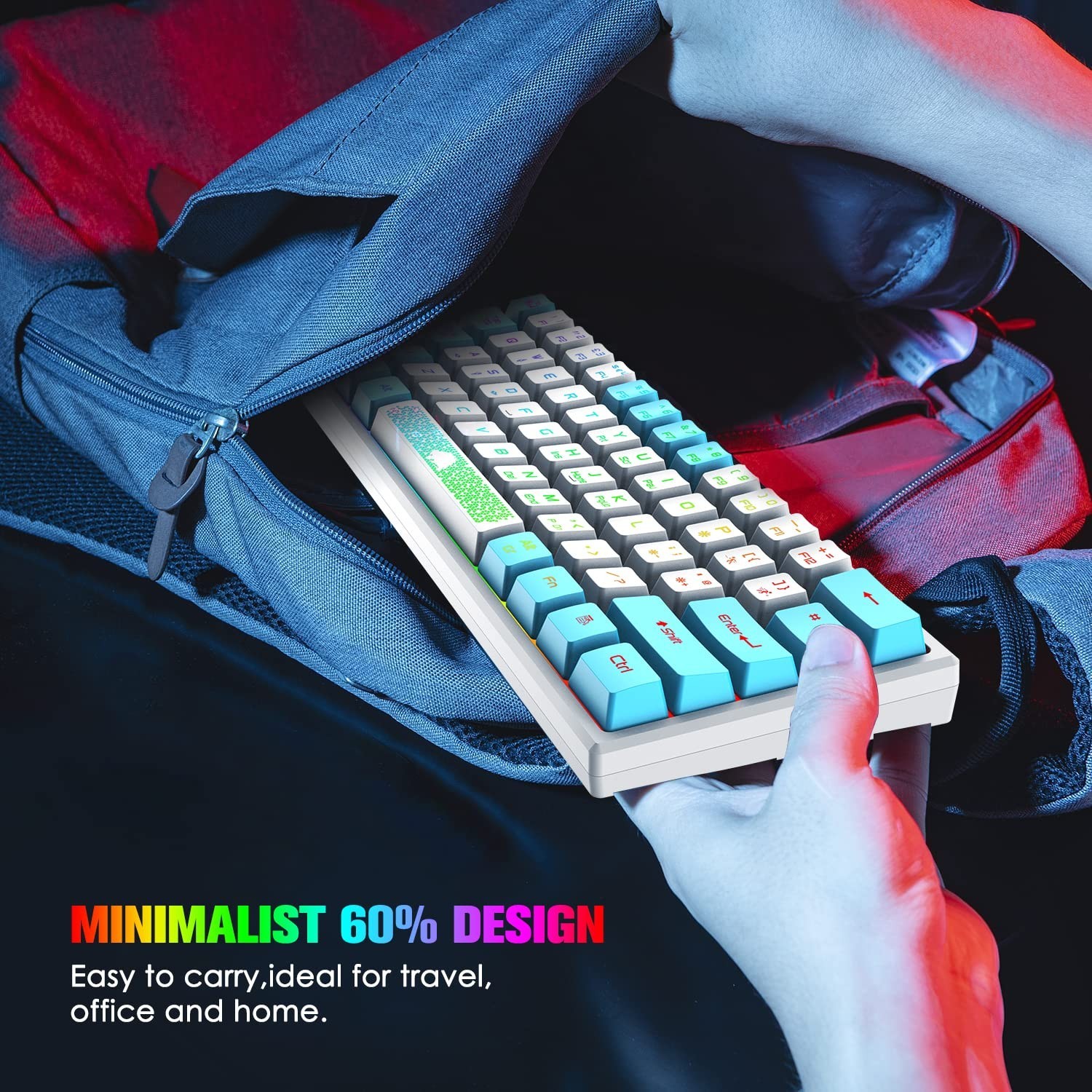60% Gaming Keyboard and Mouse Combo Samll Mini RGB Backlight Mechanical Feeli…
