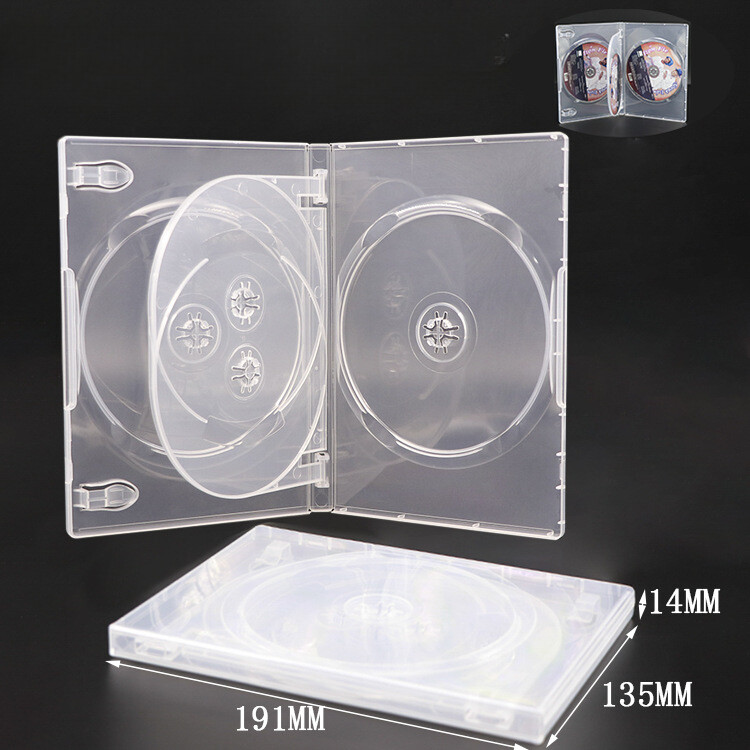 Lots Clear Standard 4-Discs DVD Storage Replacement Case Box 14mm Holder Flap
