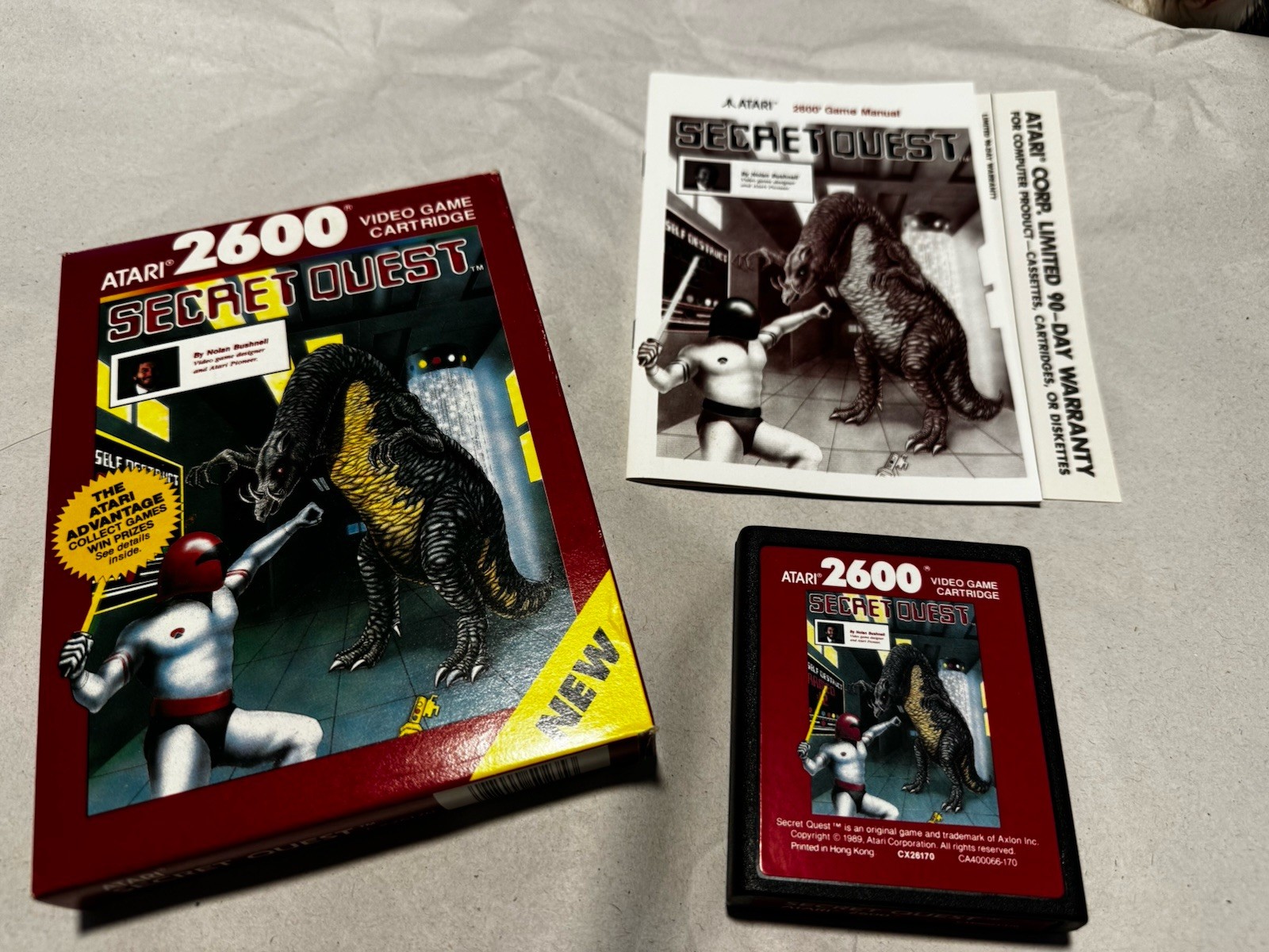 Secret Quest (Atari 2600, 1989) – CIB – With Manual & Warranty Card – Tested