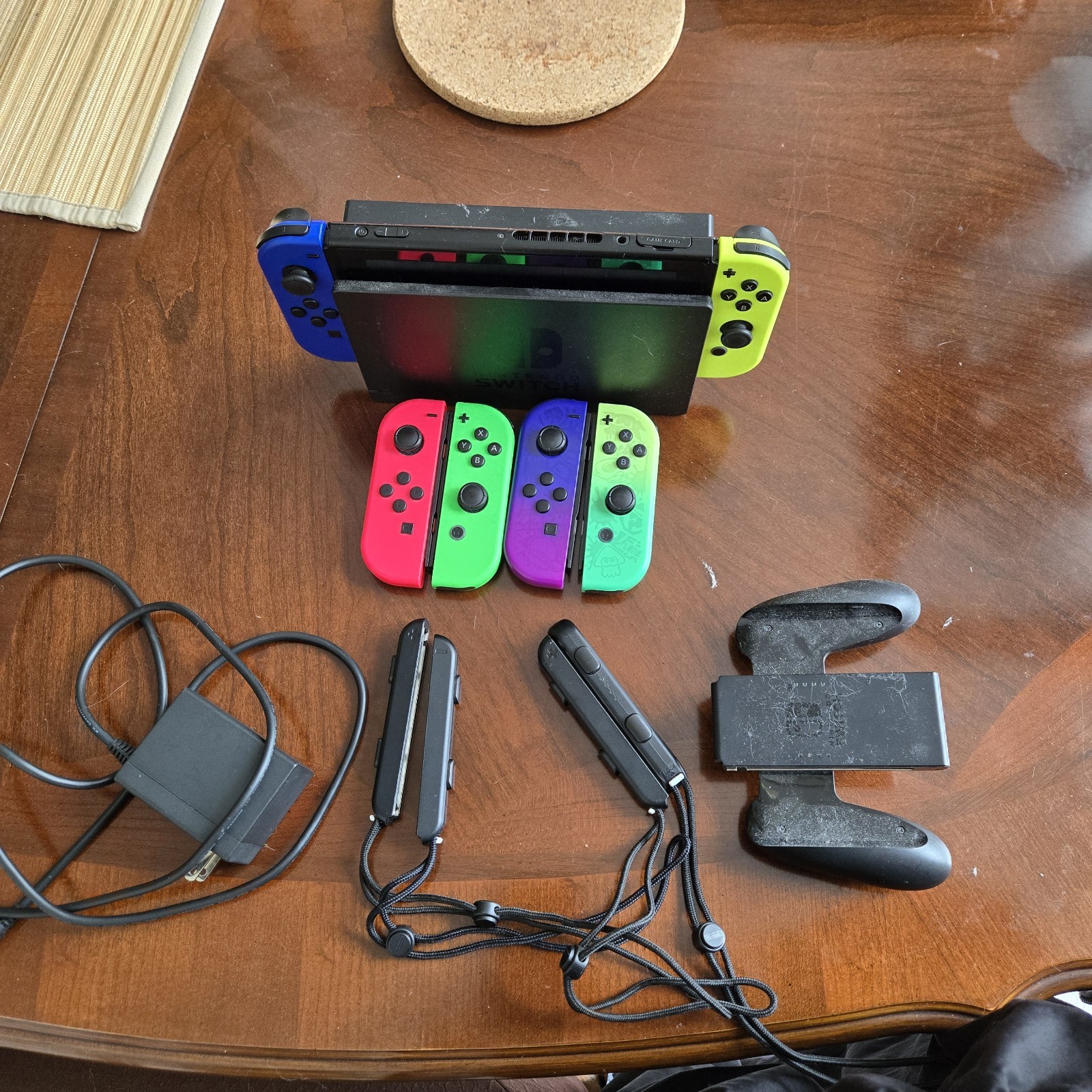 Nintendo Switch w/ Blue/Yellow Joy-Cons, Extra Joy-Cons, Accs And An SD Card