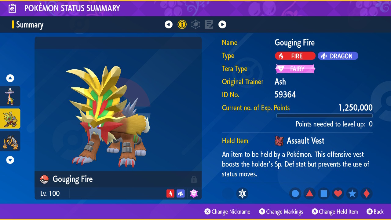 Pokemon Violet Scarlet Gouging Fire batte ready trained best stats Home🌟