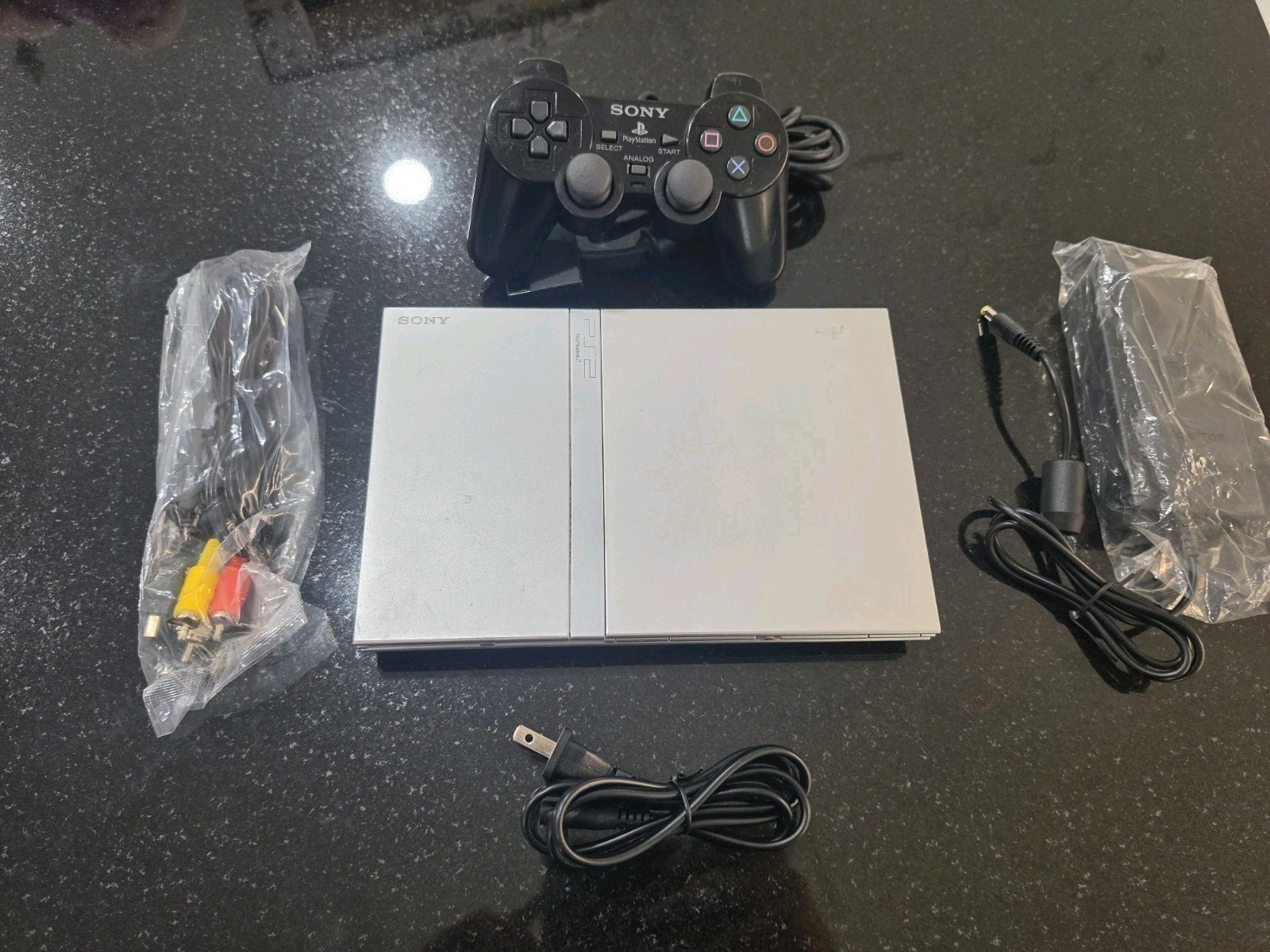 Sony PlayStation 2 PS2 Slim Silver Console Complete. Tested Working Read