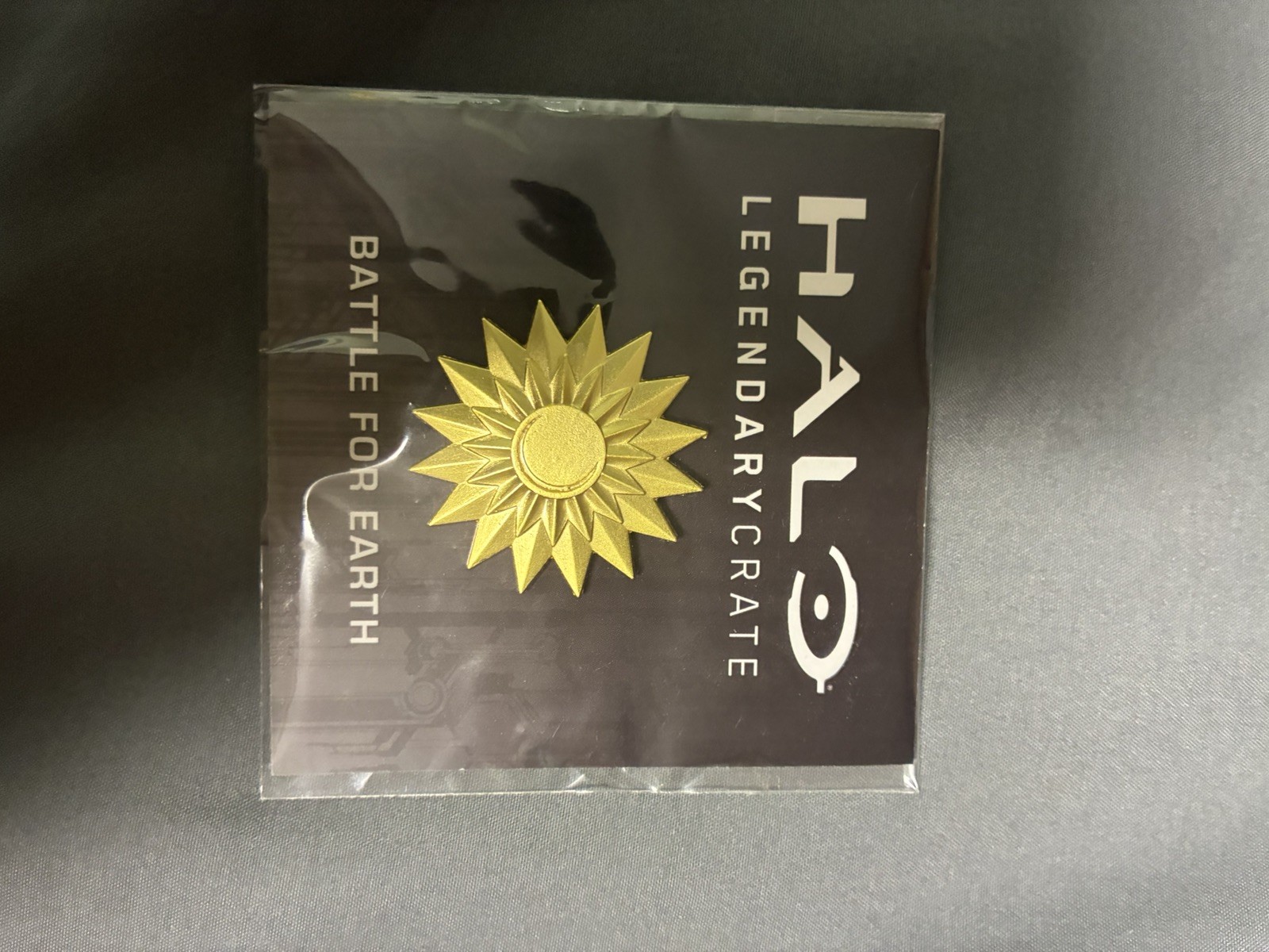 Legendary Crate Halo Battle for Earth GOLD Emblem Pinback Button Pin