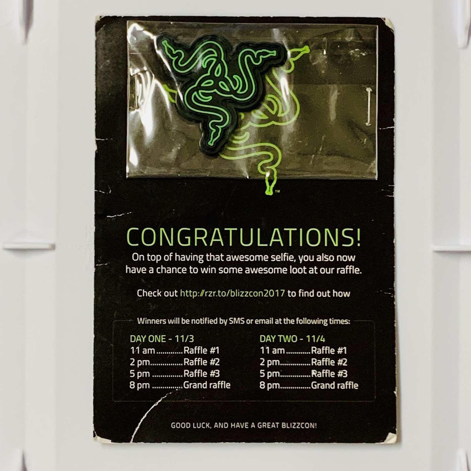 Blizzard Blizzcon 2018 Razer Razr Gaming Logo Badge Patch Exclusive Rare NEW