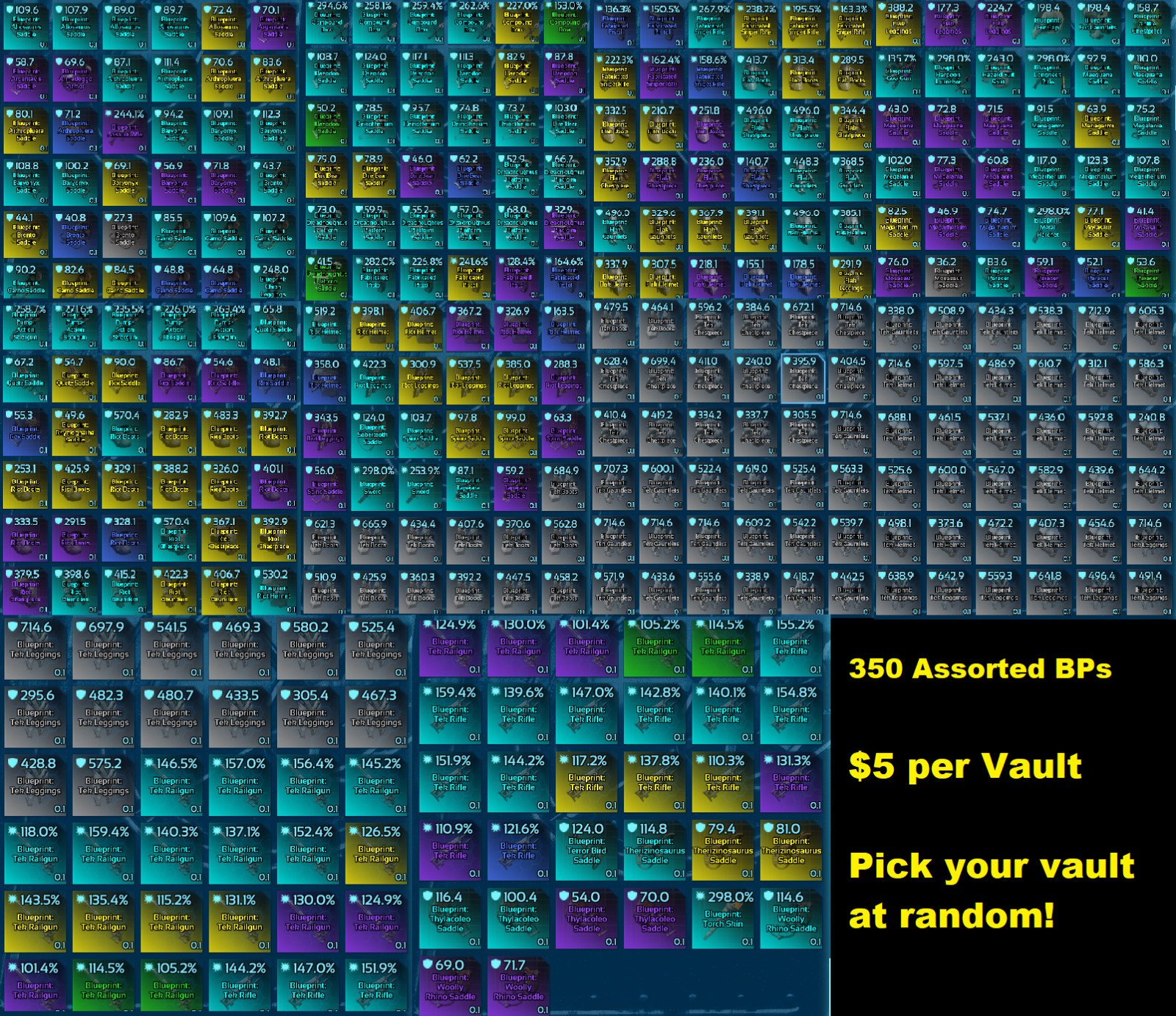 One Full Vault of Random Assorted Blueprints – Official PvE