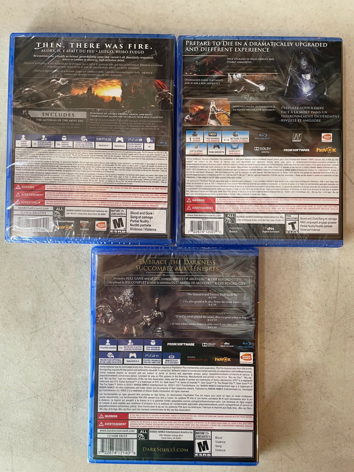 Dark Souls Trilogy PS4 Sony PlayStation 4 Brand New Factory Sealed All DLCs US