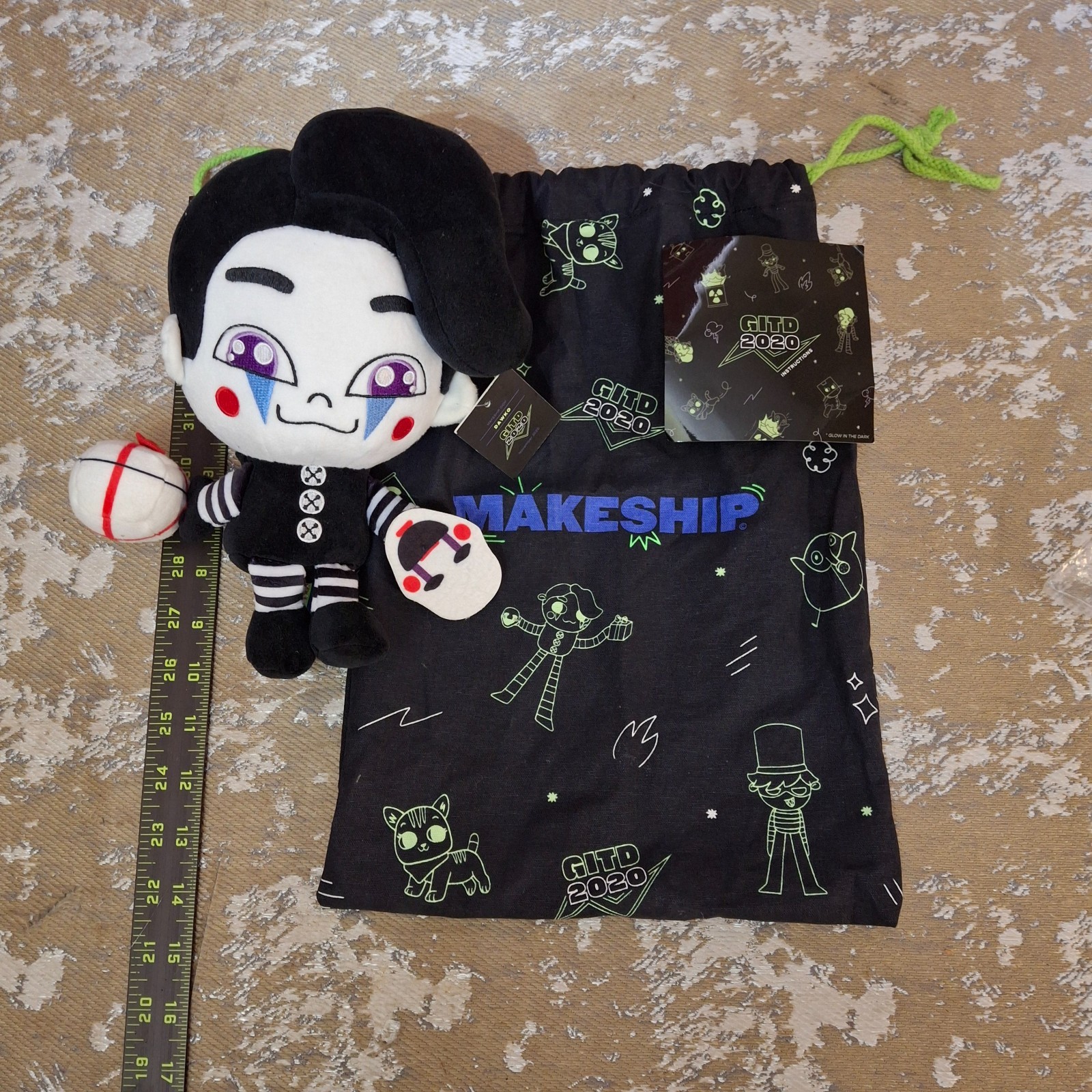 Makeship Dawko Poppet Plush Doll w/ Bag Official GITD 2020 Limited Edition