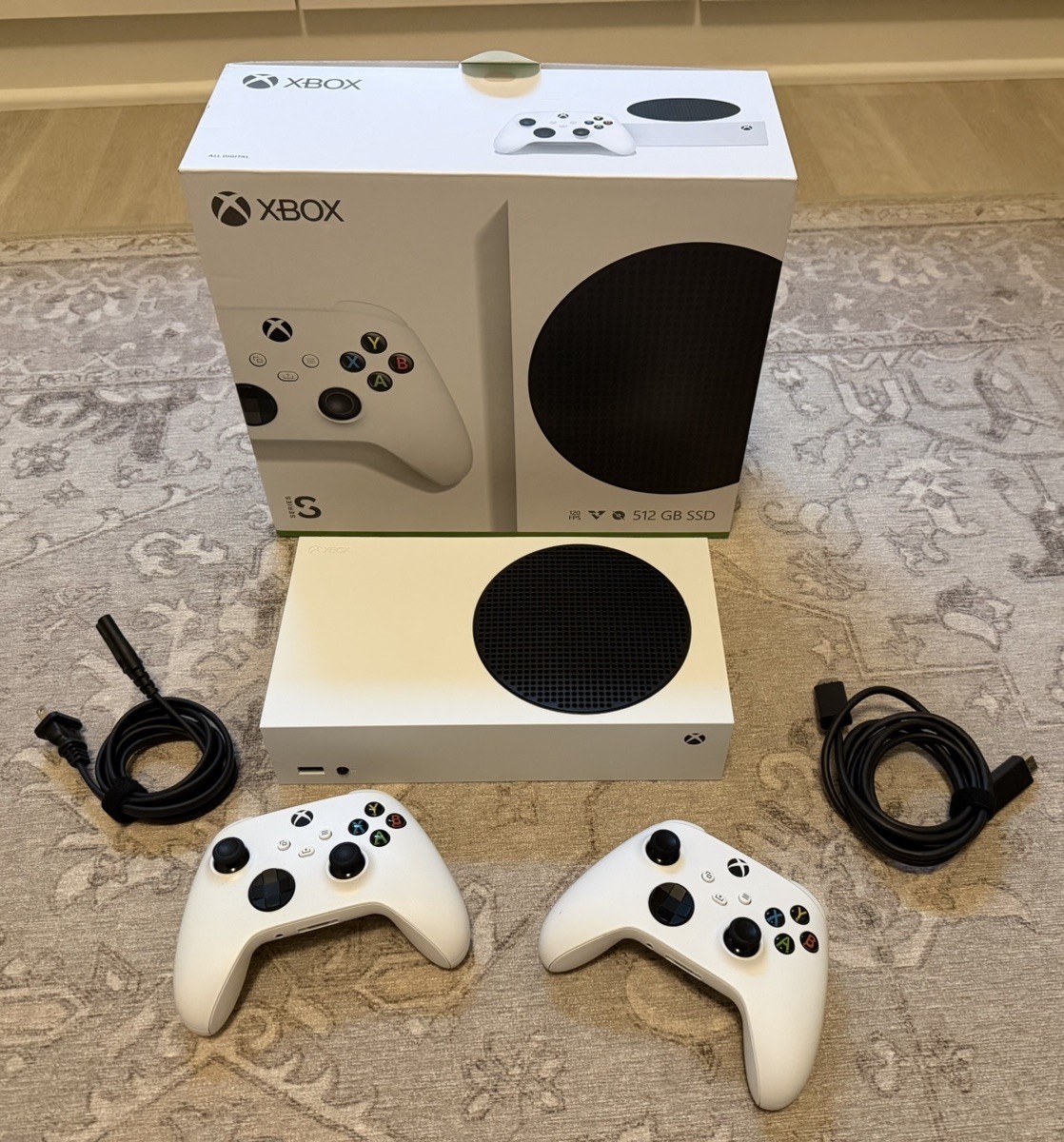 Microsoft Xbox Series S 512GB White Console with Two Controllers