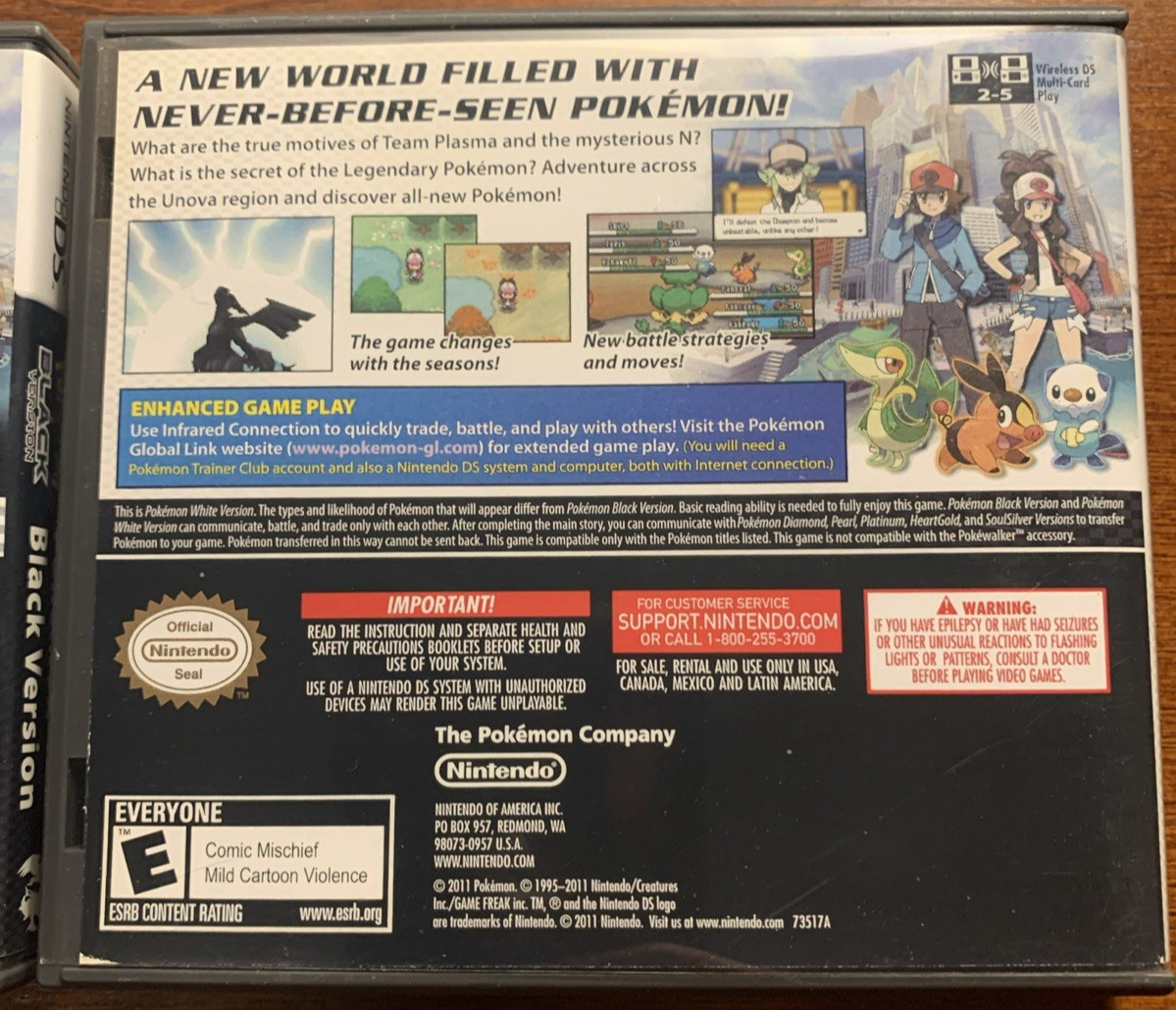 Pokemon White + Black Nintendo DS Replacement **Cases Only NO GAMES – Bundle