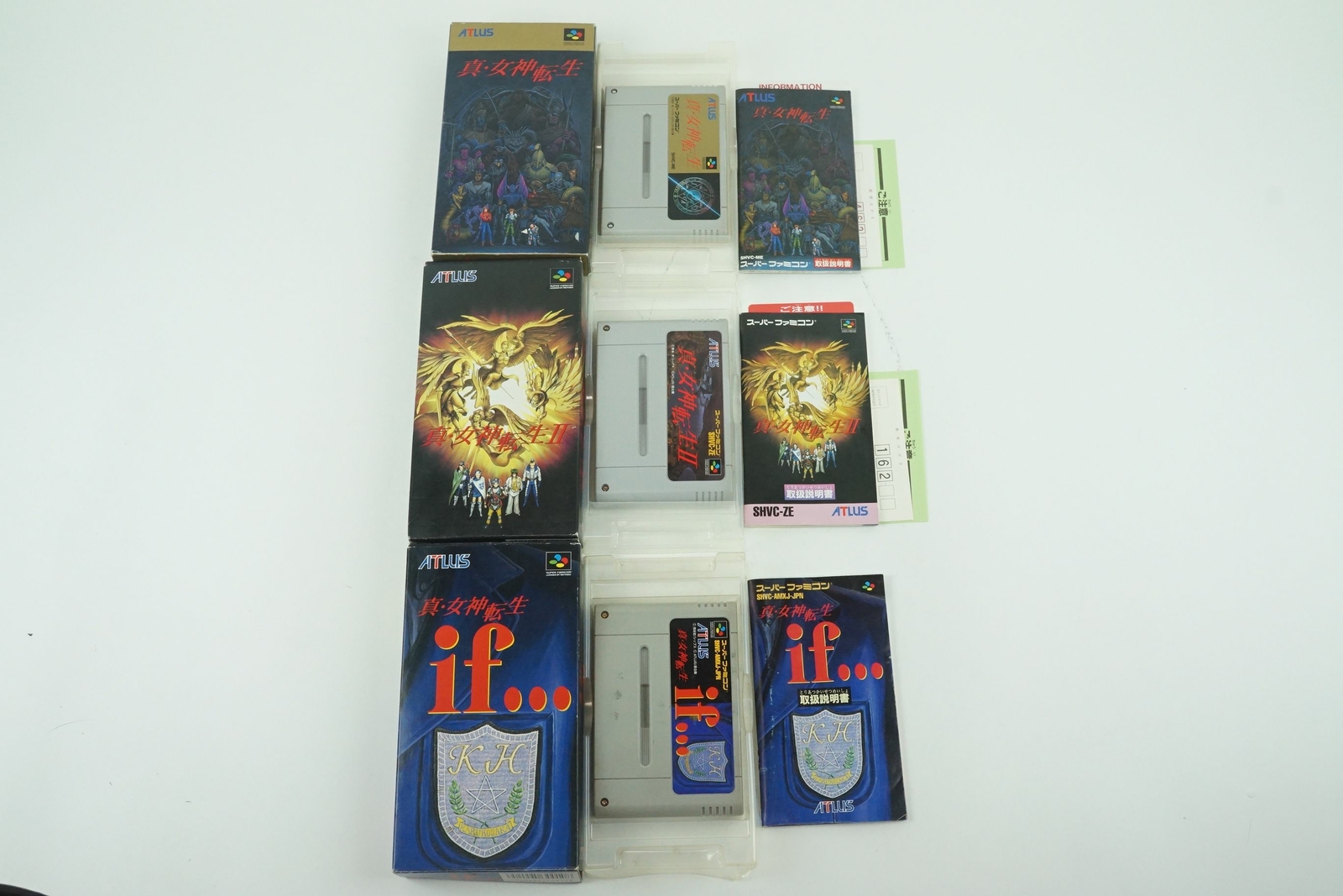 Shin Megami Tensei 1 2 if set SNES ATLUS Nintendo Super Famicom Box From Japan