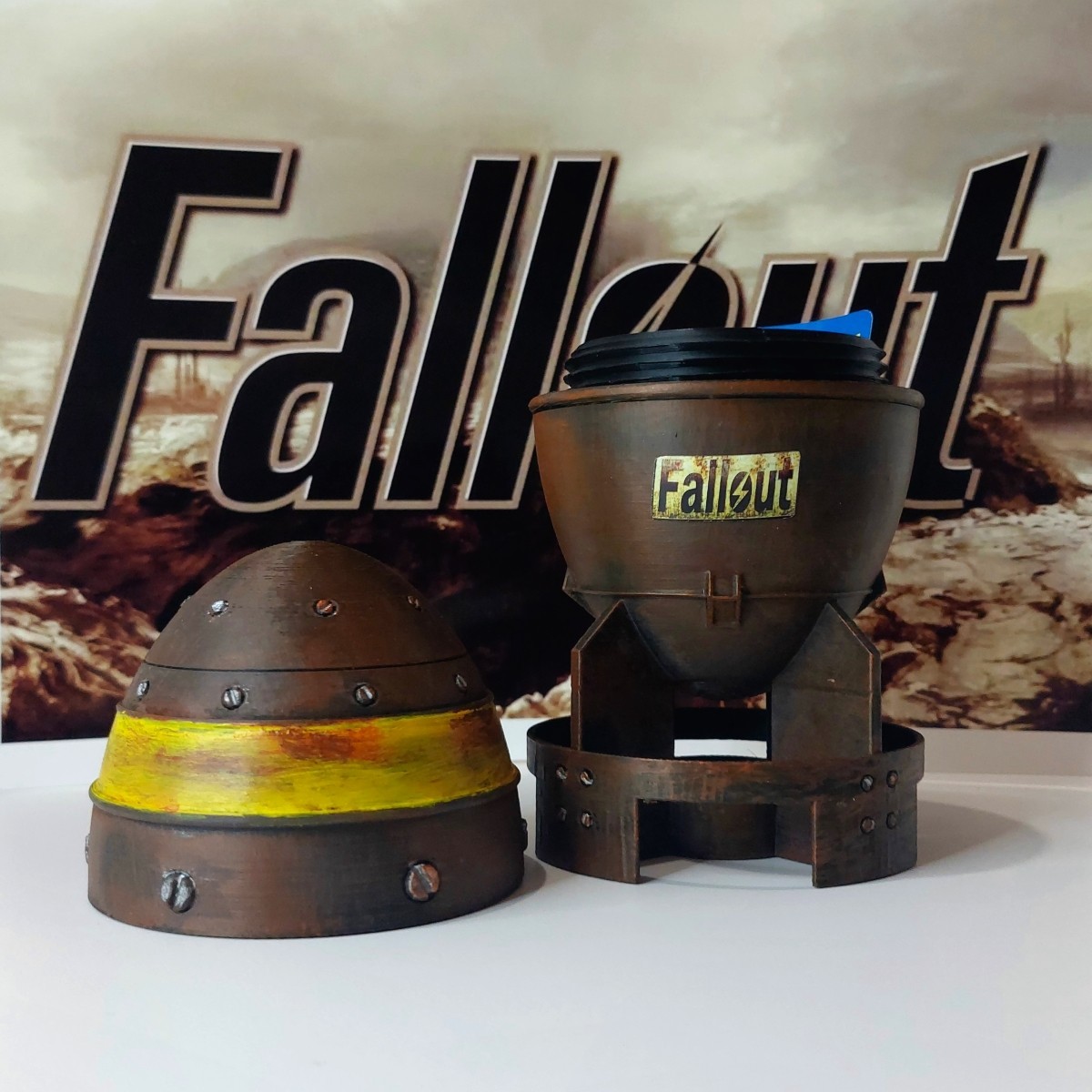 Fallout Series Mini Nuke 6 inches Replica Bomb & 10 Waterproof Sticker Pack