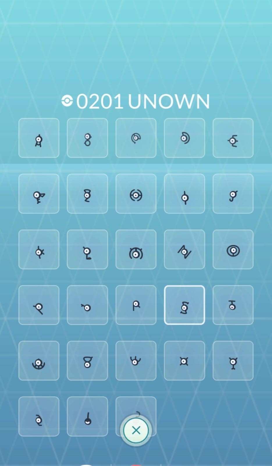 Unown non shiny Any unown Go