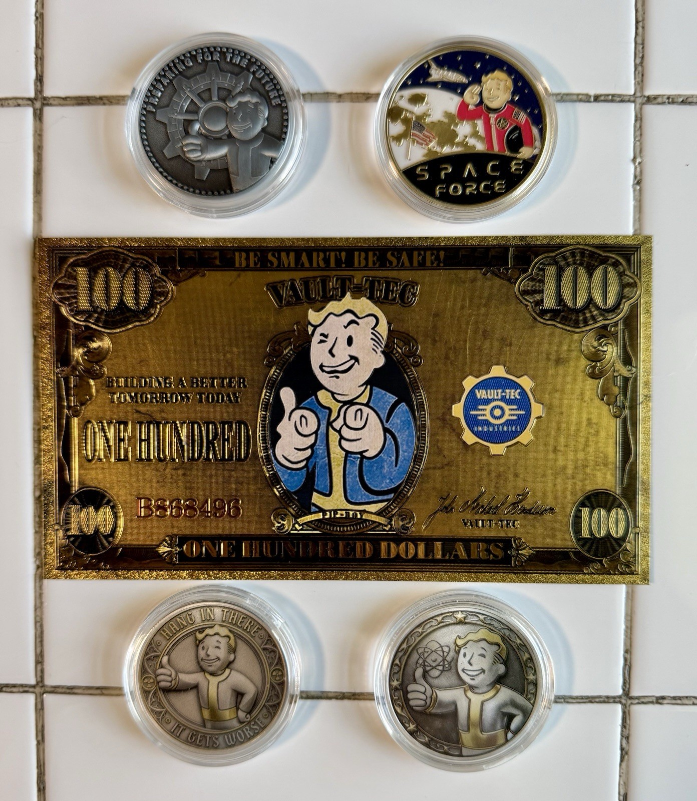 FALLOUT (Vault Boy) UNITED STATES SPACE FORCE & VAULT-TEC (Novelty Coins & Bill)