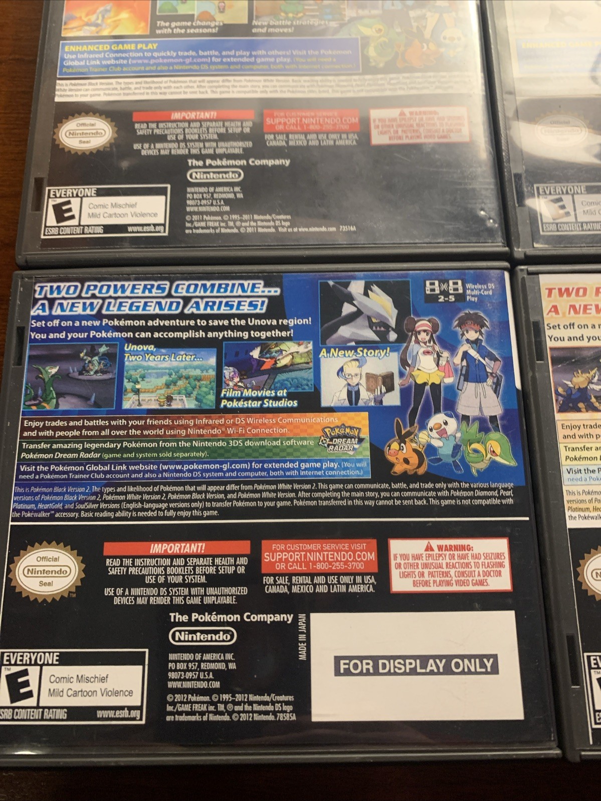 Pokemon White + Black Nintendo DS Replacement *(4) Cases Only NO GAMES – Bundle