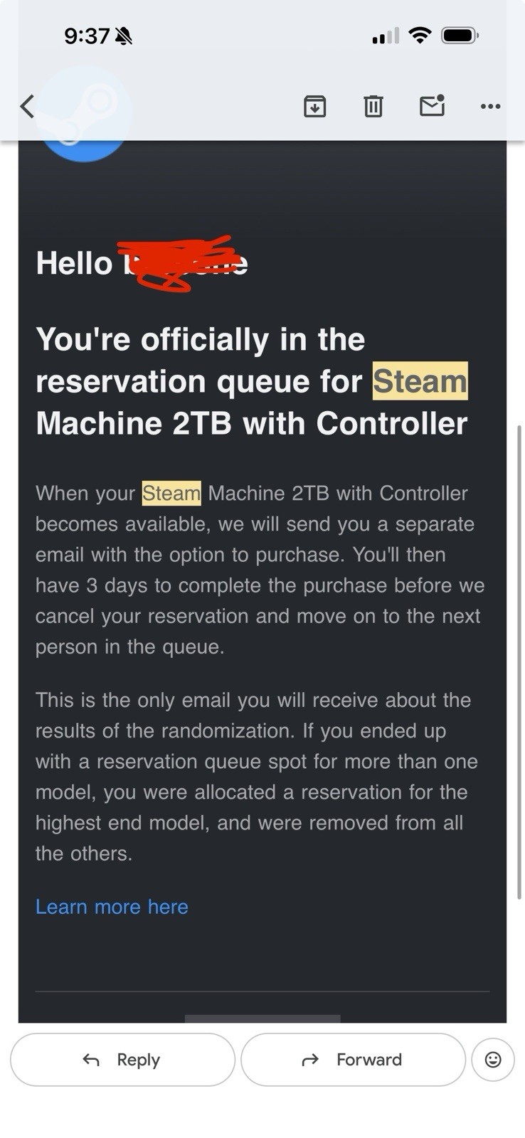 Steam Machine 2 TB With Controller Presale Listing