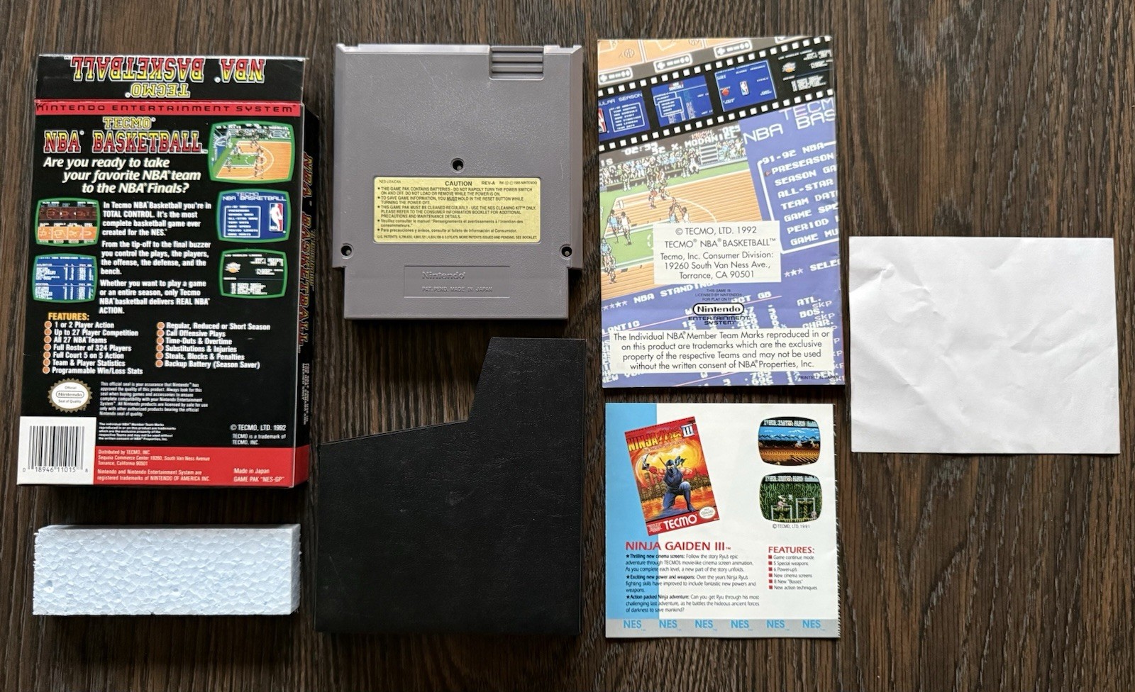 Tecmo NBA Basketball Complete in Box CIB w/Inserts! (Nintendo, NES 1992)🔥