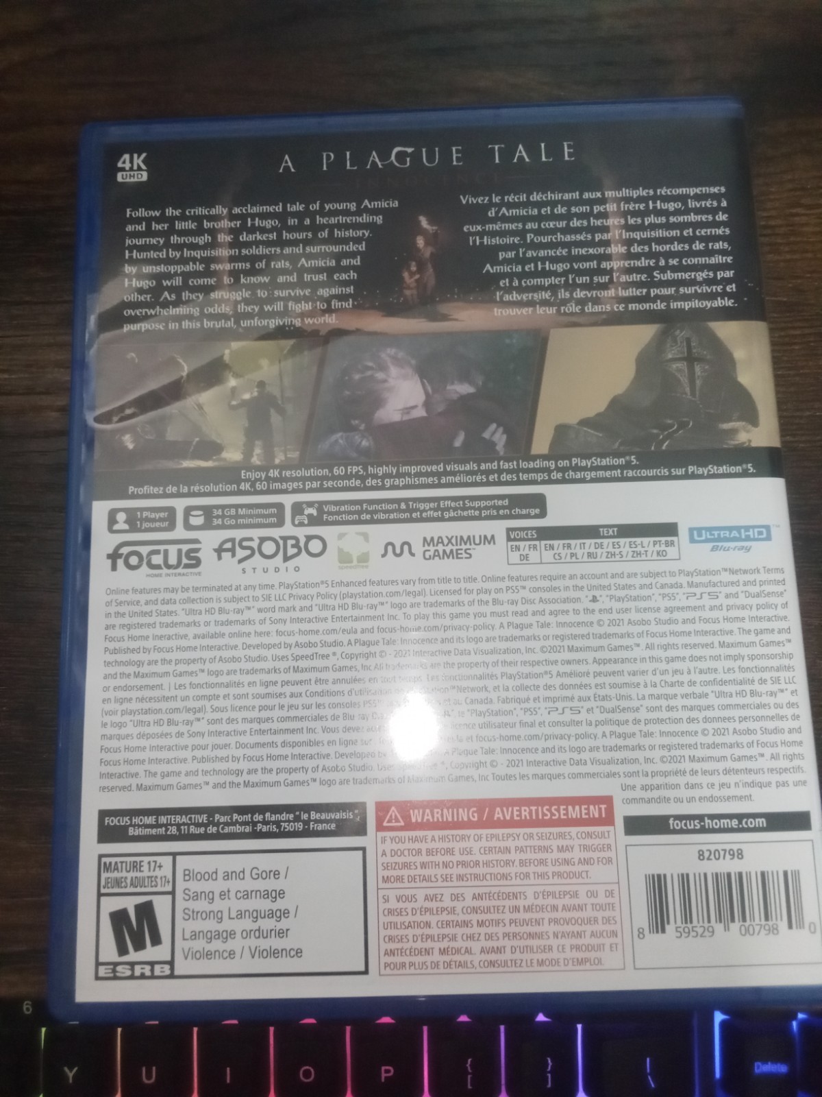 A Plague Tale: Innocence PS5 Disc & Case