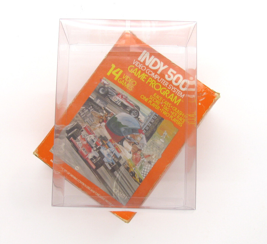 5X CLEAR PLASTIC PROTECTIVE BOX SLEEVE FOR ATARI 2600 BIG INDY 500 (SIZE D)