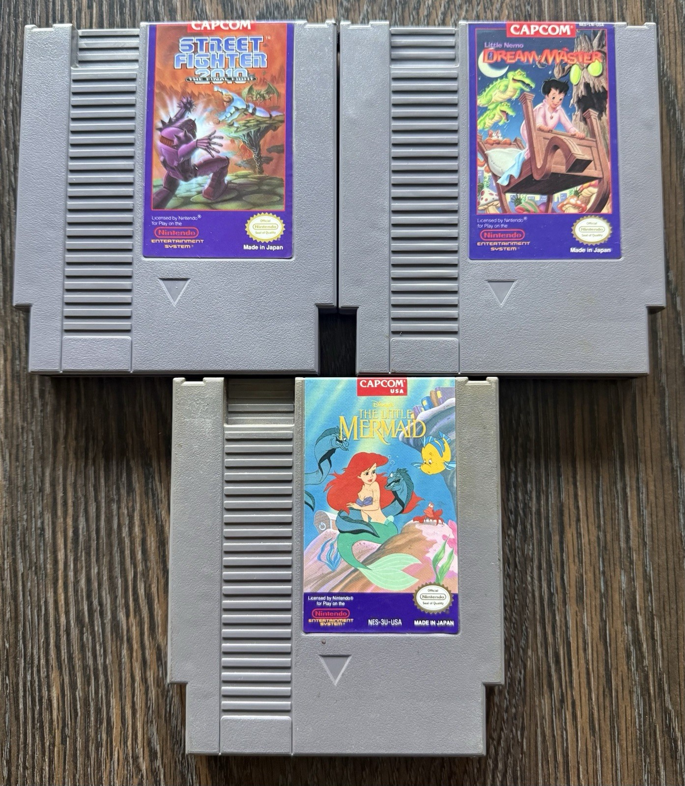 Nintendo NES Capcom Lot of 3! Street Fighter 2010 Nemo Little Mermaid CARTS ONLY