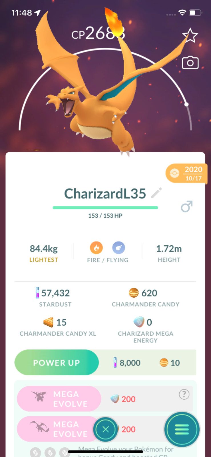 Charizard Lv35 2020 Guaranteed Lucky !! Same Day Shippment or Next Day ! Go