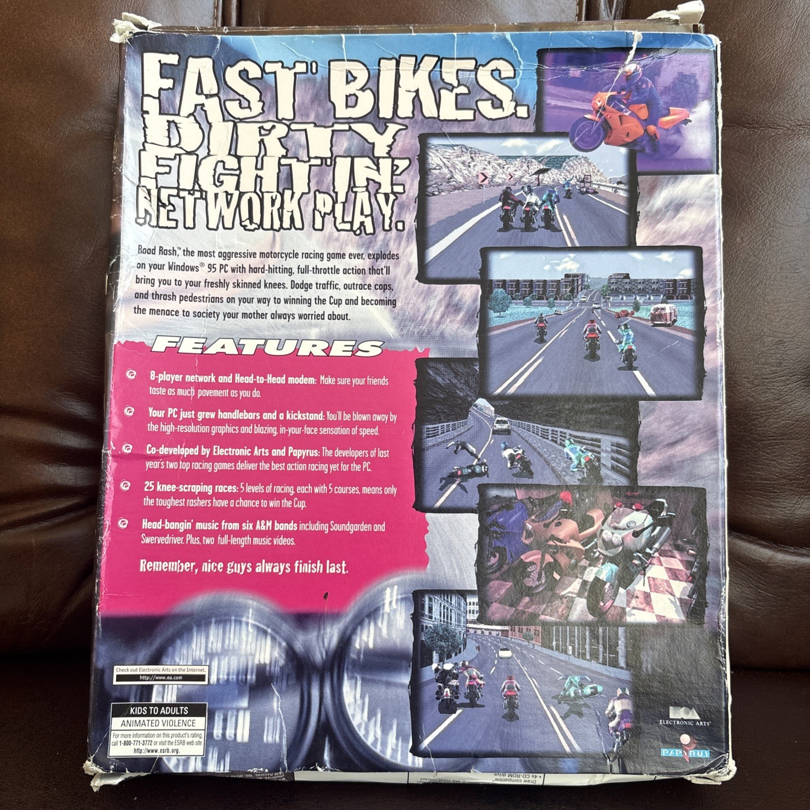 Road Rash CD-ROM Classics (PC, 1997) COMPLETE CIB BIG BOX WITH POSTER