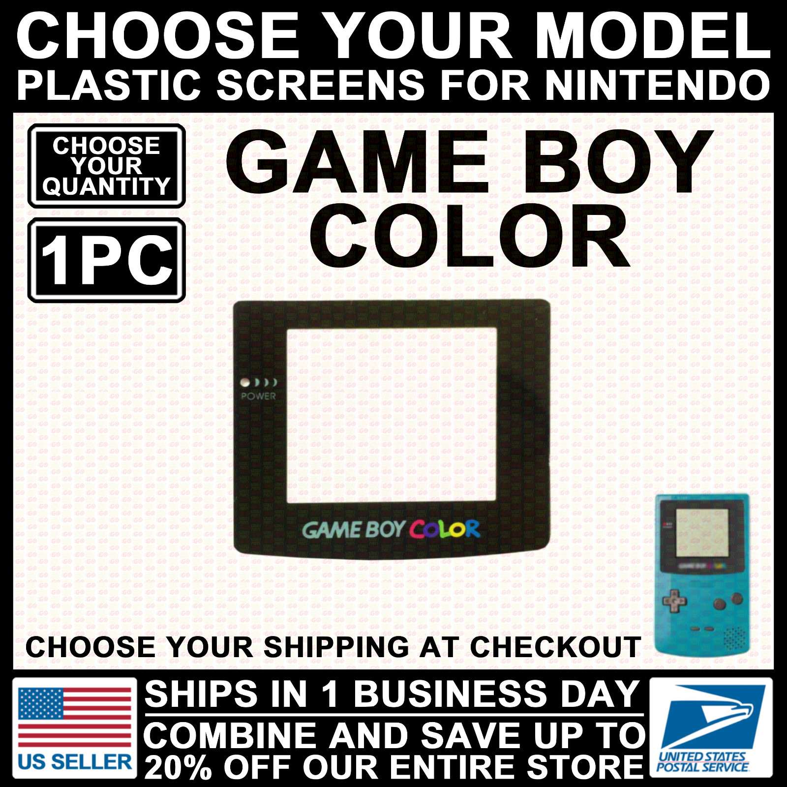 Screen Replacement for Nintendo Game Boy Color/GBC Console Cover PLASTIC