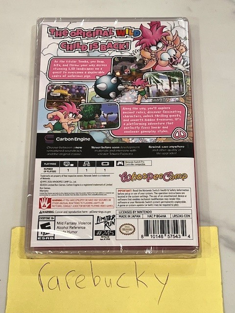 Tomba! Special Edition Convention Exclusive (Switch) NEW SEALED MINT RARE US LRG