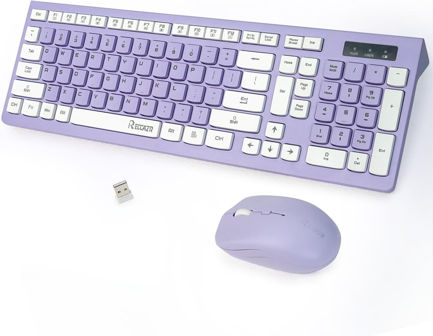 Wireless Keyboard and Mouse Combo, Full-Sized Purple