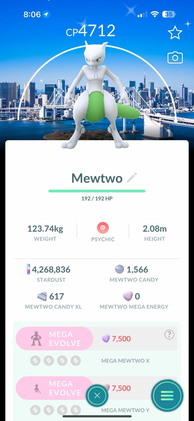 Shiny Mewtwo Tokyo Background LVL 50 & Extra Move ✨ Registered Or 1 Million
