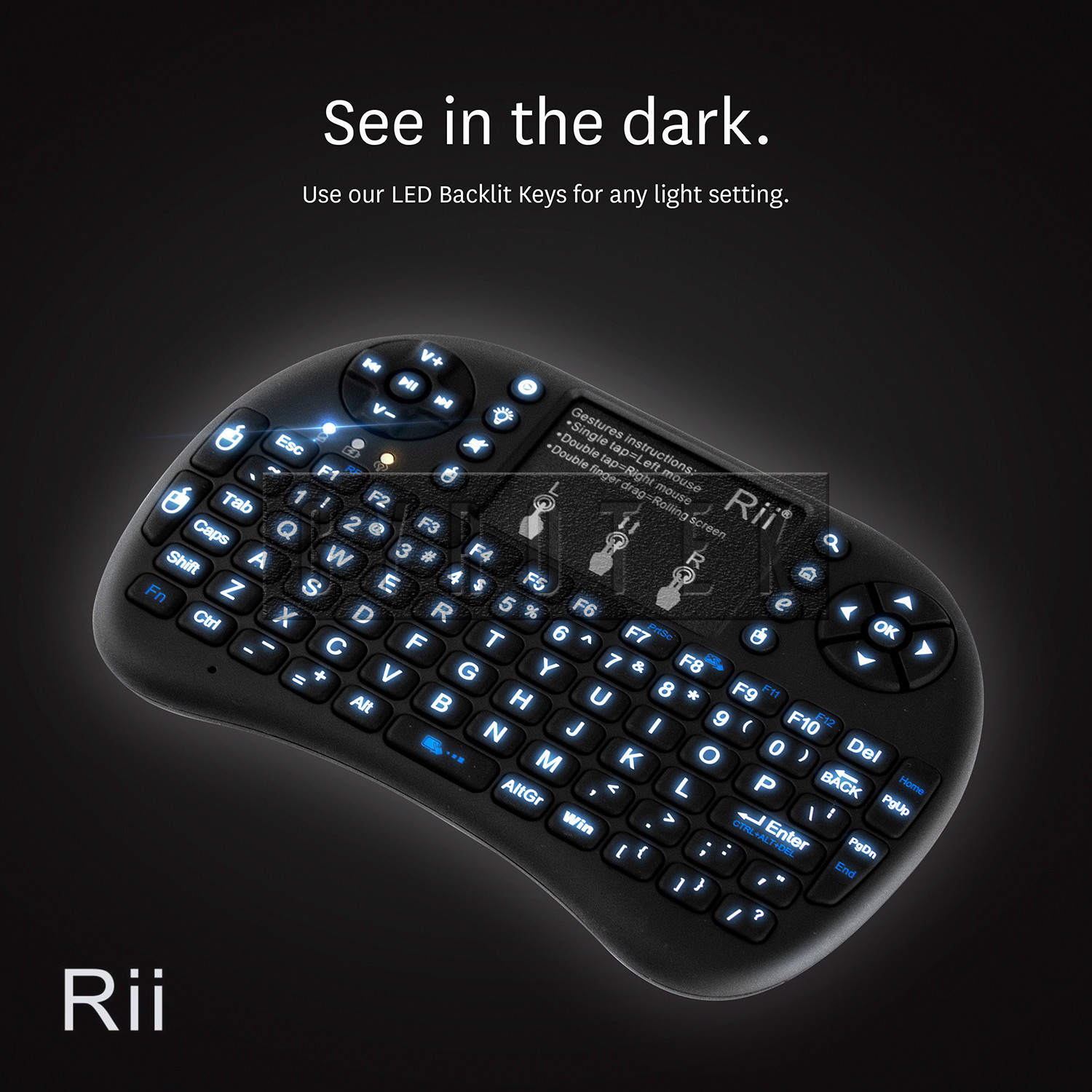 NEW Rii i8+ 2.4GHz Mini Wireless Backlit Keyboard w/ Mouse PC Smart TV