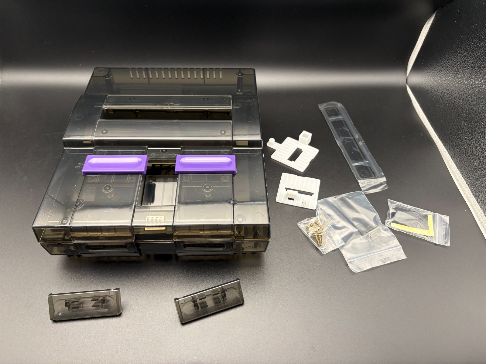 BITFUNX SNES Replacement Shell Clear, Clear Black, Clear Purple – USA Seller