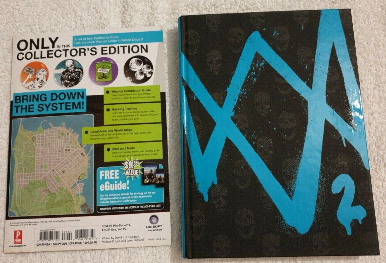 Watchdogs 2 Collectors Edition Guide Book And Dedsec Badges (Prima, 2016) #G5
