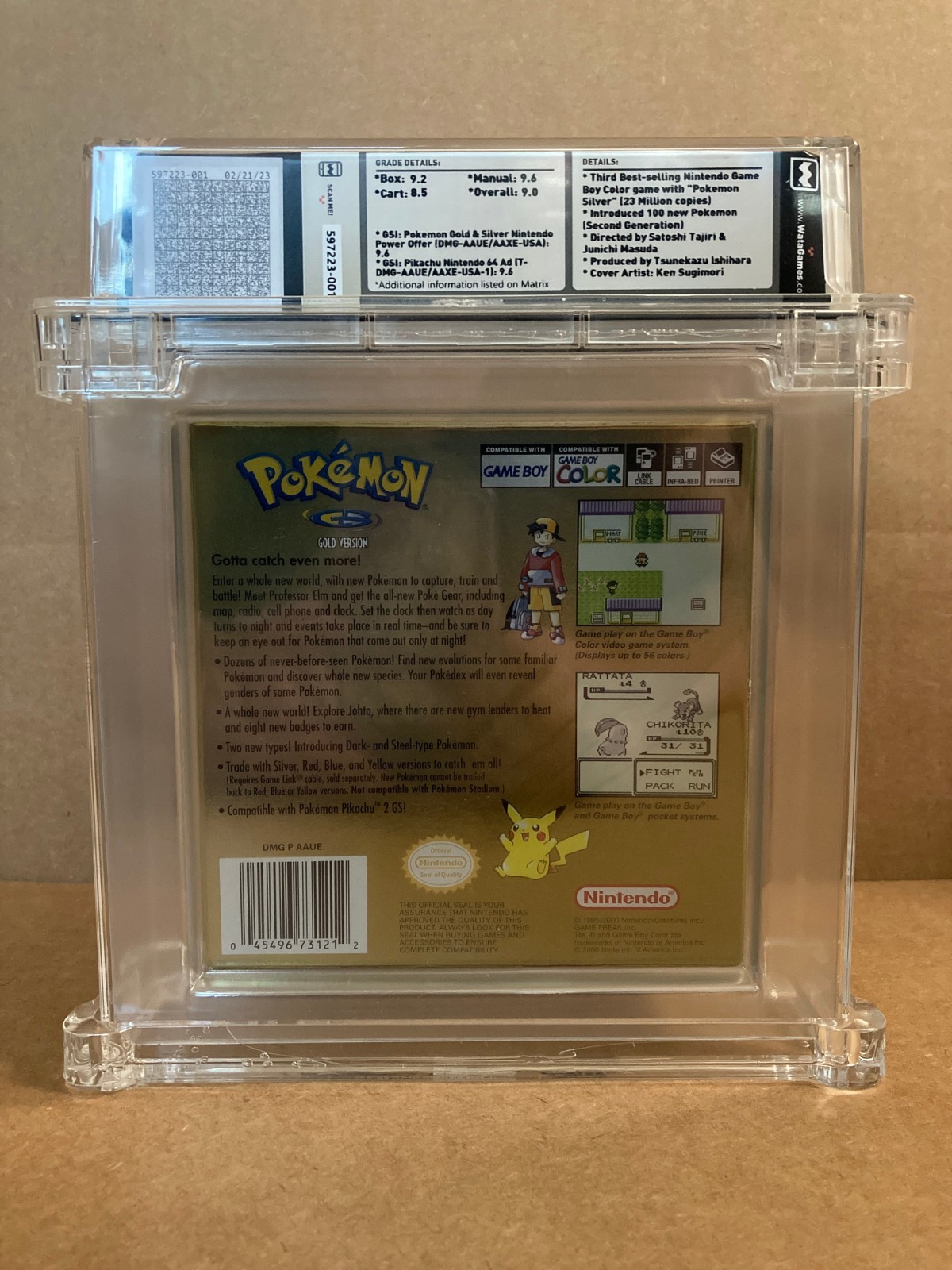 POKEMON GOLD VERSION Nintendo Game Boy Color 2000 Graded WATA 9.0 CIB