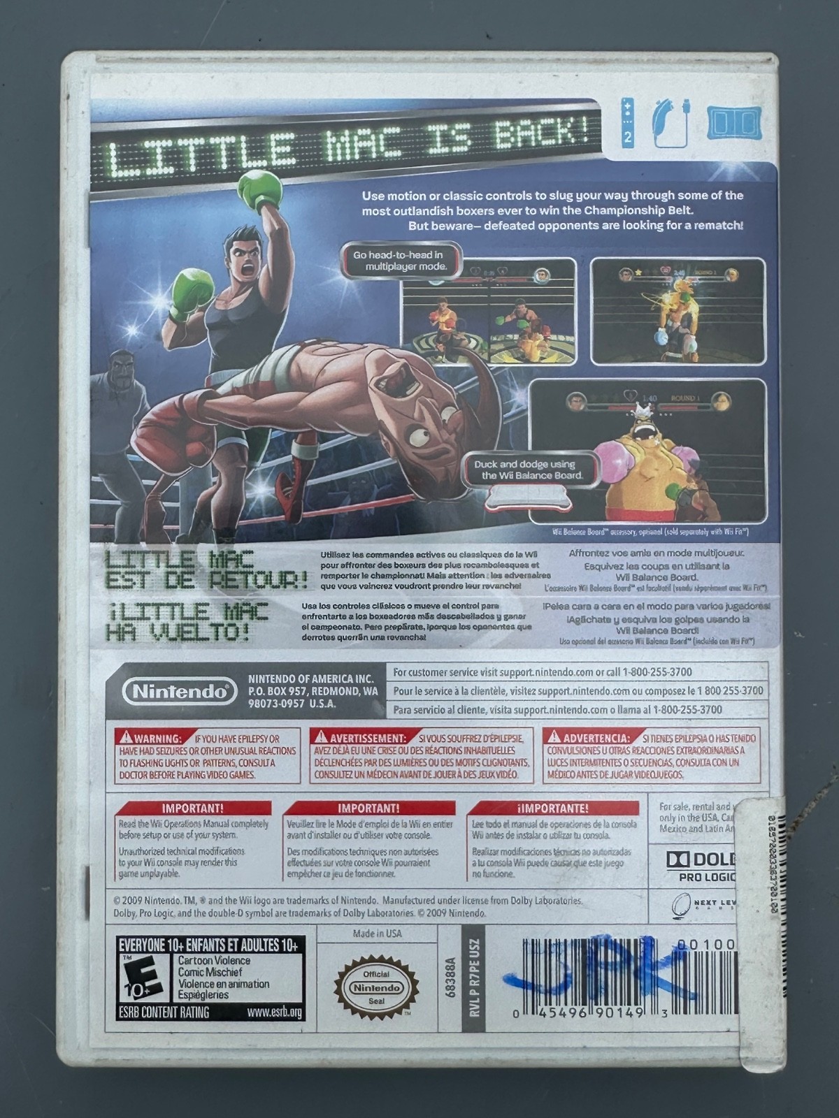 Punch-Out!! Nintendo Wii Complete CIB Tested Authentic Little Mac Boxing Game