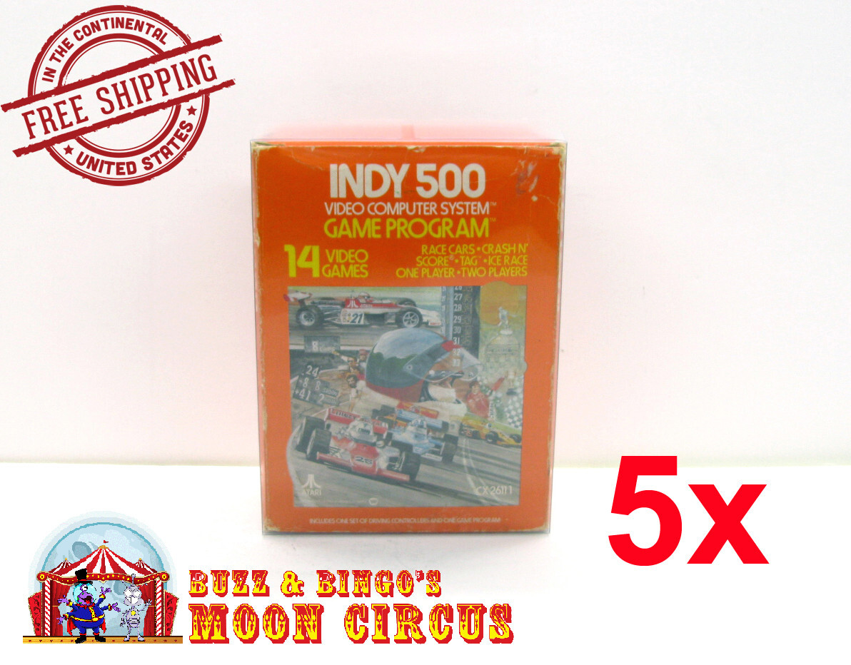 5X CLEAR PLASTIC PROTECTIVE BOX SLEEVE FOR ATARI 2600 BIG INDY 500 (SIZE D)