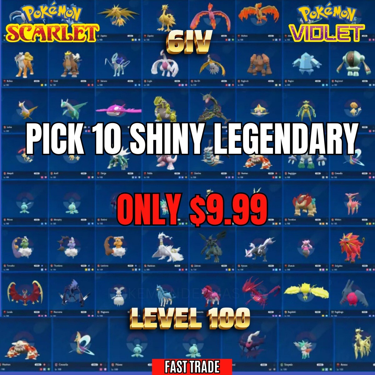 Pokemon Scarlet And Violet – ✨ Shiny Legendary Pokemon ✨ PACK OF 10 ✨