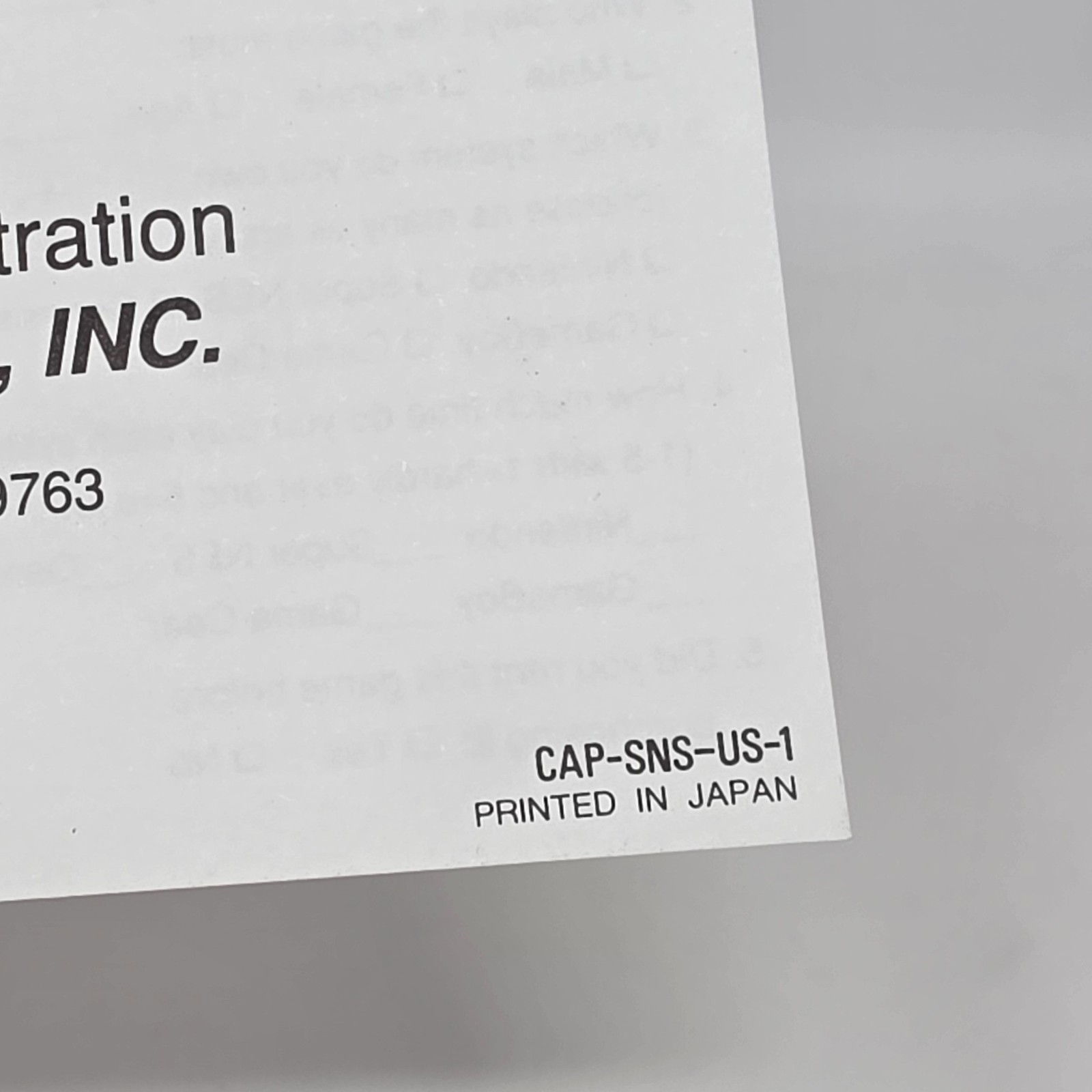 Capcom USA Super Nintendo SNES Registration Card Mailer Insert ONLY CAP-SNS-US-1