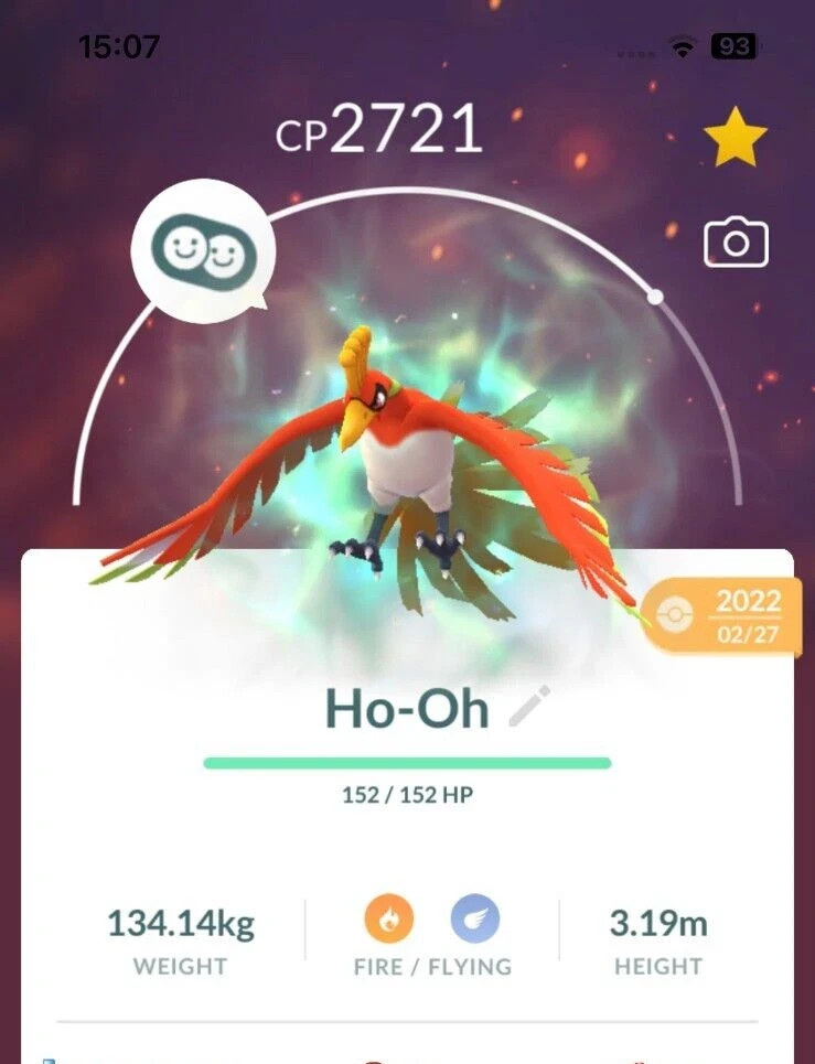 Ho-Oh APEX Purified leve 50 – 3 moves – Trade 1 million stardust