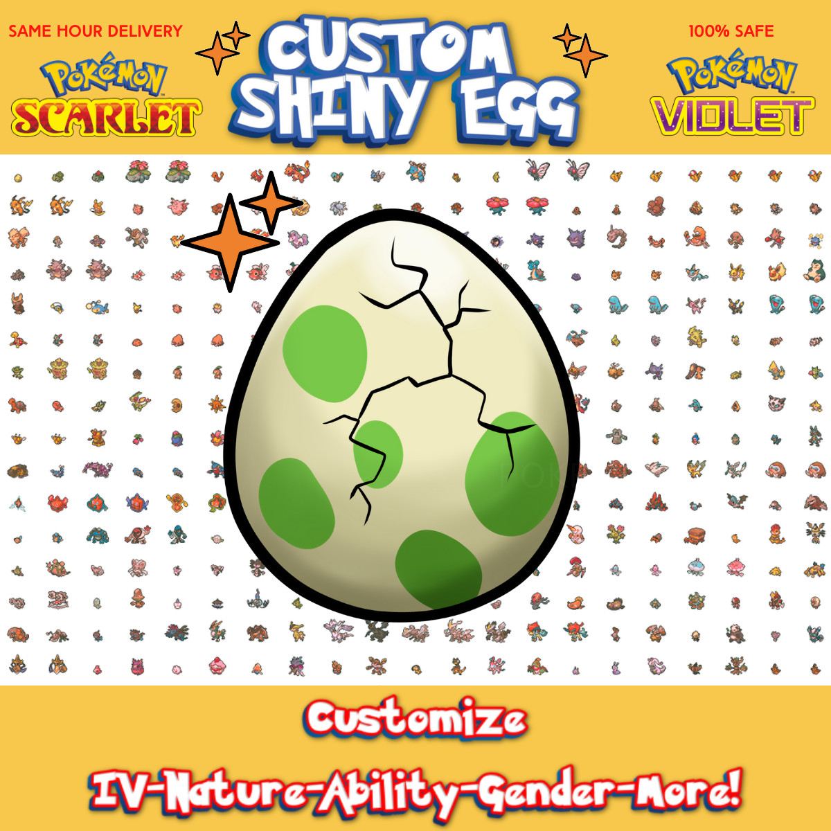Pokemon Scarlet & Violet – ✨ Custom Shiny Eggs ✨ Any Pokemon! BUY 2 GET 1 FREE!