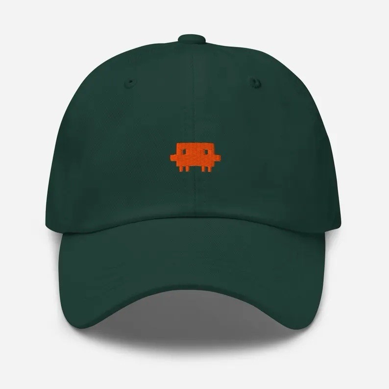 Space Invaders Space Invader Embroidered Orange Dad Hat Baseball Cap